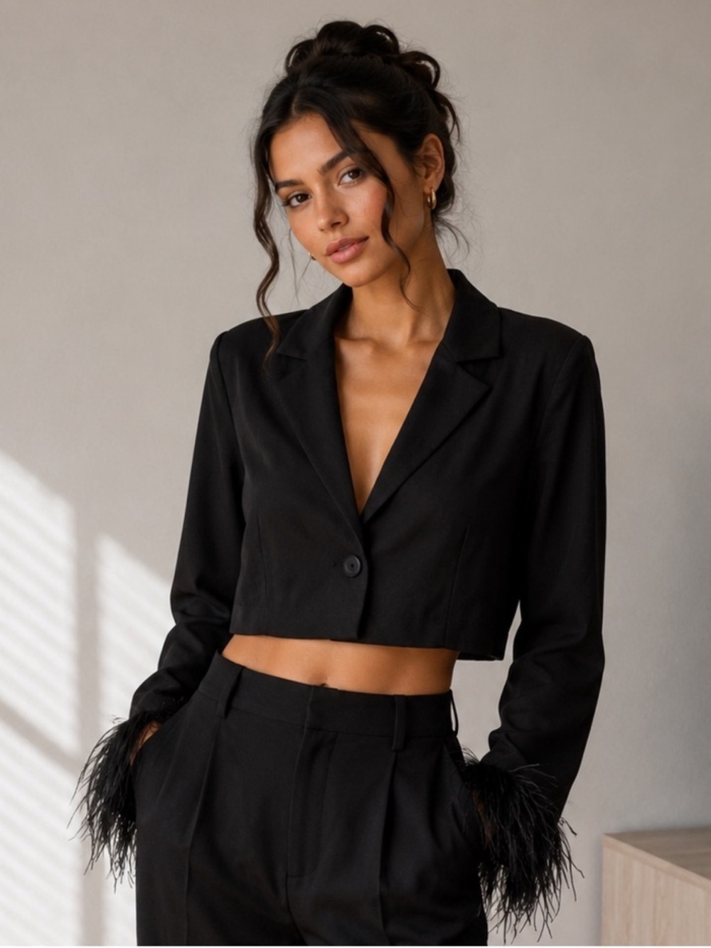Revolve MORE TO COME Julia Blazer Top in Black Size S